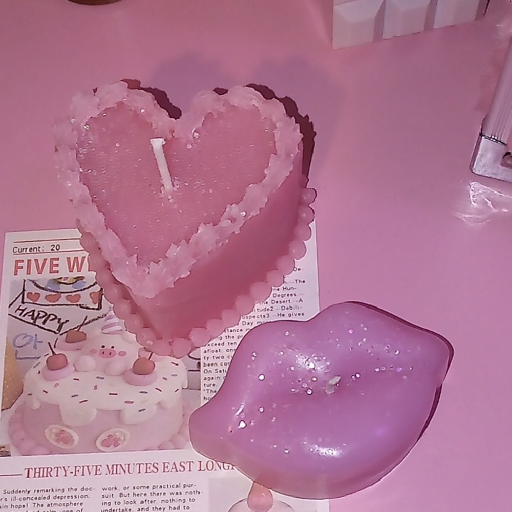 Pink Heart and Lip Shaped Candles
